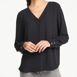 Ann Taylor Mixed Media Pleat Front Top